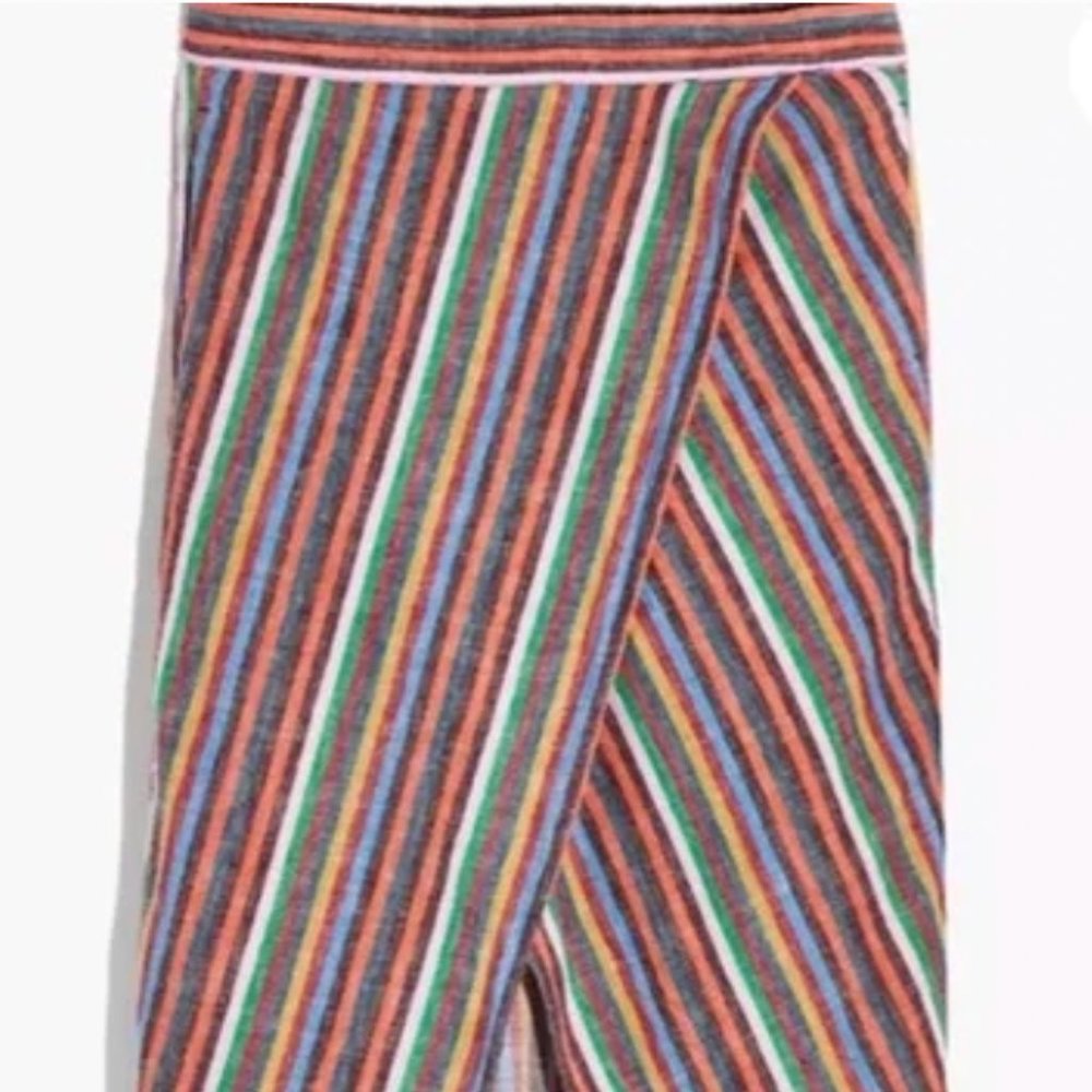 Madewell "Wrap" Skirt in Rainbow Stripe